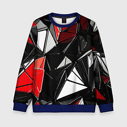 Свитшот детский Красно-белые рельефные треугольники на чёрном фоне, цвет: 3D-синий