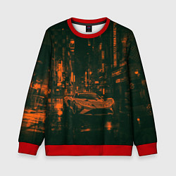 Свитшот детский Спорткар в оранжево-зелёных тенях, цвет: 3D-красный
