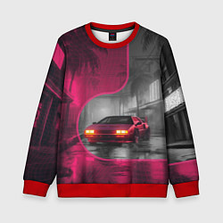 Свитшот детский Спорткар в тропическом городе, цвет: 3D-красный