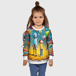 Свитшот детский Рик и Морти - сюрреалистическая фантазия, цвет: 3D-белый — фото 2