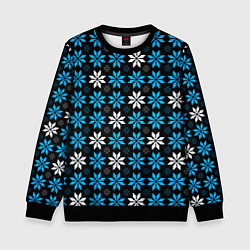 Детский свитшот Бело-голубые звёзды на чёрном фоне