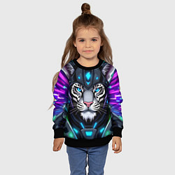 Свитшот детский Крутой неоновый тигр, цвет: 3D-черный — фото 2