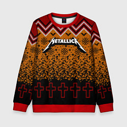 Свитшот детский Metallica christmas ugly sweater, цвет: 3D-красный