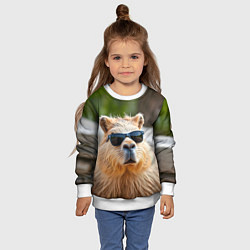 Свитшот детский Модная капибара в темных очках, цвет: 3D-белый — фото 2