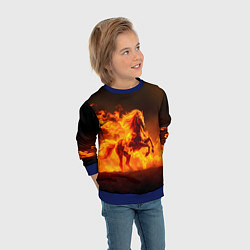 Свитшот детский Огненная лошадь, цвет: 3D-синий — фото 2