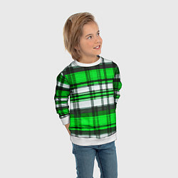 Свитшот детский Зелёно-белая ткань в клетку, цвет: 3D-белый — фото 2