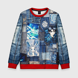 Свитшот детский Микс аниме и пэчворк, цвет: 3D-красный