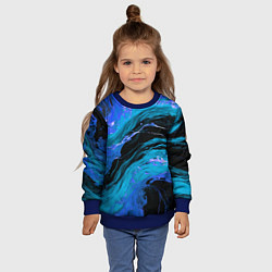 Свитшот детский Синие брызги на чёрном фоне, цвет: 3D-синий — фото 2