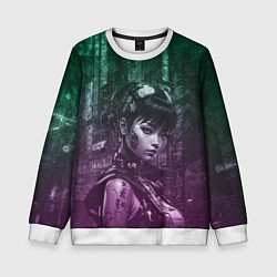 Свитшот детский Азиатская девушка-андроид, цвет: 3D-белый