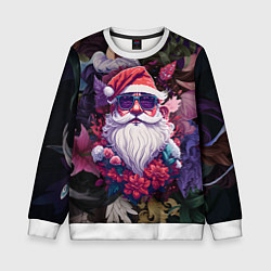 Свитшот детский Дед мороз в цветах, цвет: 3D-белый