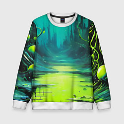Свитшот детский Зелёная кислотная абстракция, цвет: 3D-белый