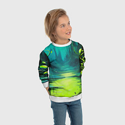Свитшот детский Зелёная кислотная абстракция, цвет: 3D-белый — фото 2