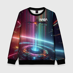 Свитшот детский Spaceship in the neon cosmos - nasa, цвет: 3D-черный
