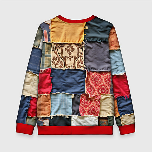 Детский свитшот Яркий пэчворк / 3D-Красный – фото 2