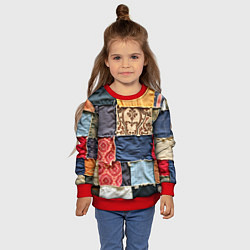 Свитшот детский Яркий пэчворк, цвет: 3D-красный — фото 2