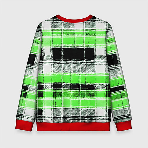 Детский свитшот Белые полосы на чёрно-зелёном фоне / 3D-Красный – фото 2