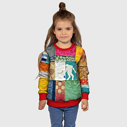 Свитшот детский Пэчворк с человечком, цвет: 3D-красный — фото 2