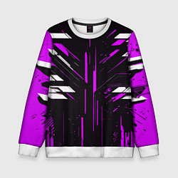 Детский свитшот Фиолетово-белые полосы и точки на чёрном фоне