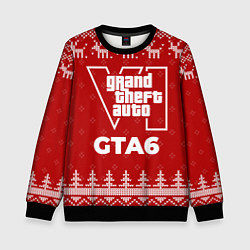 Свитшот детский Новогодний GTA6 с оленями, цвет: 3D-черный