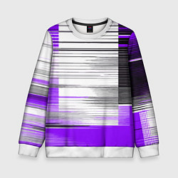 Детский свитшот Чёрные вертикальные полосы на фиолетово-белом фоне