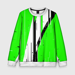 Детский свитшот Black and white vertical stripes on a green backgr
