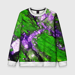 Свитшот детский Фиолетовый минерал в зелёном камне, цвет: 3D-белый