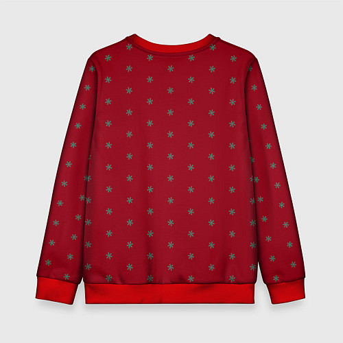 Детский свитшот Голубые снежинки на рождественском красном / 3D-Красный – фото 2