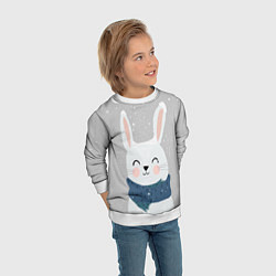 Свитшот детский Милый снежный кролик, цвет: 3D-белый — фото 2