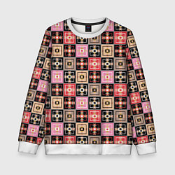 Свитшот детский Разноцветная плитка с геометрическим рисунком, цвет: 3D-белый