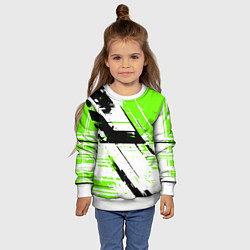 Свитшот детский Diagonal black and green stripes on a white backgr, цвет: 3D-белый — фото 2