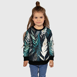 Свитшот детский Перья и листья, цвет: 3D-черный — фото 2
