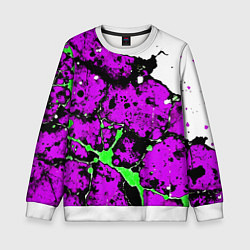 Свитшот детский Зелёно-розовая абстракция на белом фоне, цвет: 3D-белый