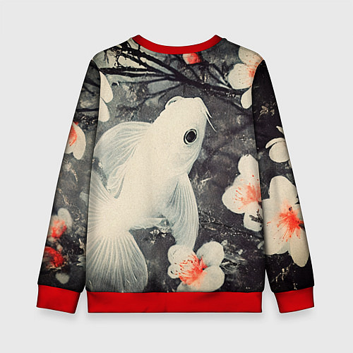 Детский свитшот Рыбка с цветами - нейросеть / 3D-Красный – фото 2