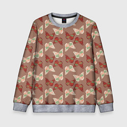 Свитшот детский Бабочки зелено-бежевые, цвет: 3D-меланж