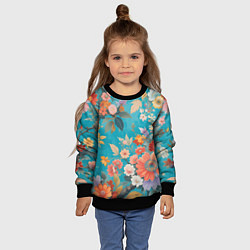 Свитшот детский Цветочки на голубом фоне, цвет: 3D-черный — фото 2