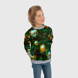 Свитшот детский Новогодние украшения на ветках, цвет: 3D-меланж — фото 2