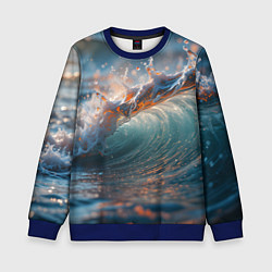 Свитшот детский Волна и блики солнца, цвет: 3D-синий