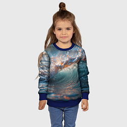 Свитшот детский Волна и блики солнца, цвет: 3D-синий — фото 2