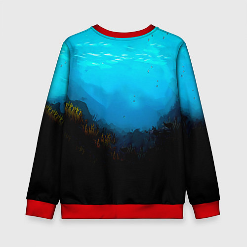 Детский свитшот Акула в синем море / 3D-Красный – фото 2