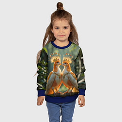 Свитшот детский Влюбленные птички с коронами, цвет: 3D-синий — фото 2