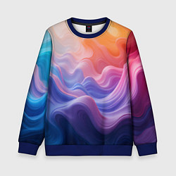 Свитшот детский Волны разноцветных красок, цвет: 3D-синий