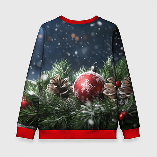 Детский свитшот Новогодний шар и шишка / 3D-Красный – фото 2