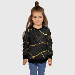 Свитшот детский Черный мрамор с золотыми прожилками, цвет: 3D-черный — фото 2