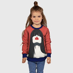 Свитшот детский Девушка на красном фоне, цвет: 3D-синий — фото 2