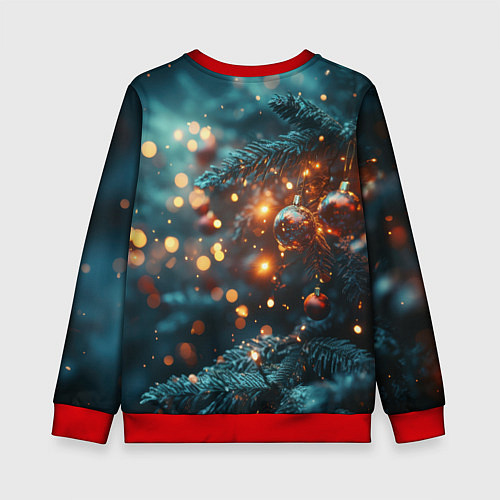 Детский свитшот Елочные шары и боке / 3D-Красный – фото 2