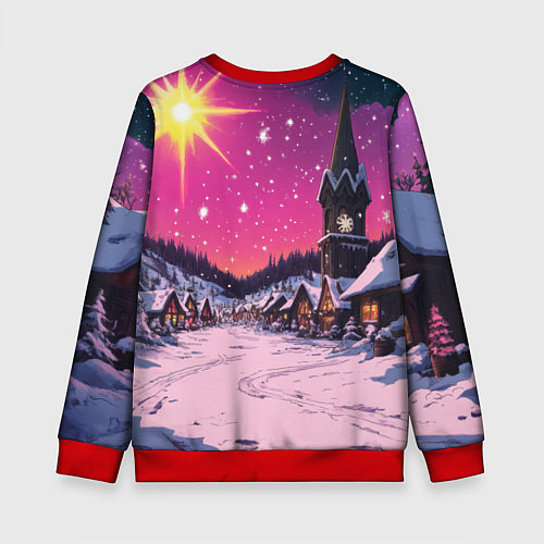 Детский свитшот Закат рождества / 3D-Красный – фото 2
