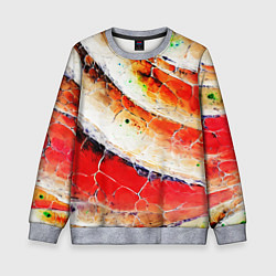 Свитшот детский Красно-белая волнистая абстракция, цвет: 3D-меланж