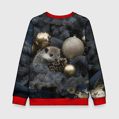Детский свитшот Новогодний ежик на елке / 3D-Красный – фото 2