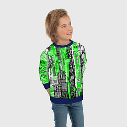 Свитшот детский Киберпанк паттерн зелёный, цвет: 3D-синий — фото 2