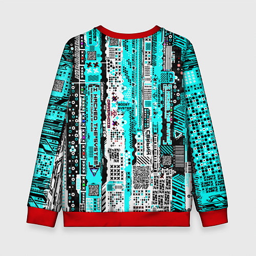 Детский свитшот Киберпанк паттерн голубой / 3D-Красный – фото 2